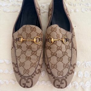 Gucci Jordaan Women's GG Canvas Loafers Beige Ruggine/Rust, EU 41, US 10